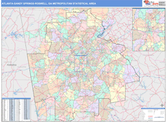 Atlanta-Sandy Springs-Roswell Metro Area Digital Map Color Cast Style